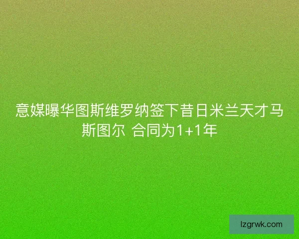 意媒曝华图斯维罗纳签下昔日米兰天才马斯图尔 合同为1+1年 意媒曝华图斯维罗纳签下昔日米兰天才马斯图尔 合同为1+1年